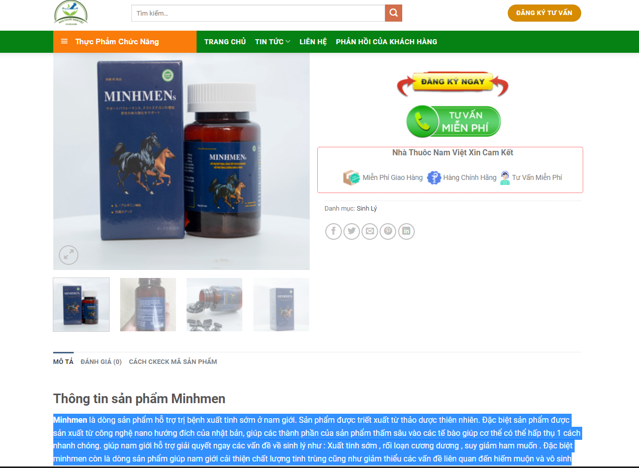 Cảnh giác trước thông tin quảng cáo ‘thổi phồng’ công dụng của thực phẩm MINHMENs