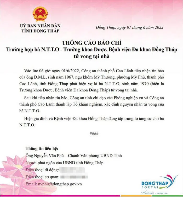 Lan truyền thư ‘tuyệt mệnh’ nói mình bị ‘áp lực’ vụ Việt Á của cố Trưởng Khoa Dược, Bệnh viện Đồng Tháp