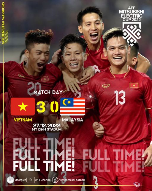 Đội tuyển Việt Nam giành chiến thắng 3-0 trước đối thủ Malaysia
