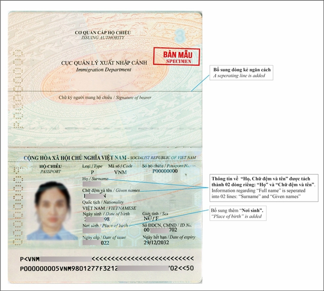 Cấp hộ chiếu bổ sung thông tin “nơi sinh” từ ngày 1/1/2023