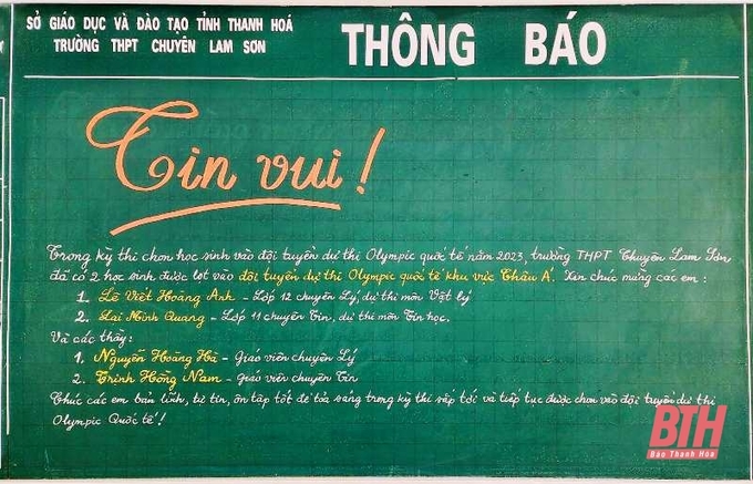Thanh Hóa: Có 2 học sinh dự thi Olympic Quốc tế khu vực châu Á – Thái Bình Dương