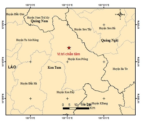 Kon Tum xảy ra 4 trận động đất liên tiếp trong vòng 30 phút ngày 7/7