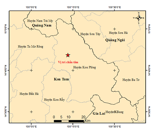Liên tiếp xảy ra 9 trận động đất tại Kon Tum, có trận mạnh 4,4 độ
