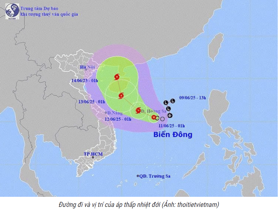Dự báo thời tiết ngày 11/6: Áp thấp nhiệt đới mạnh lên thành bão, mưa lớn ở Trung Bộ và Tây Nguyên