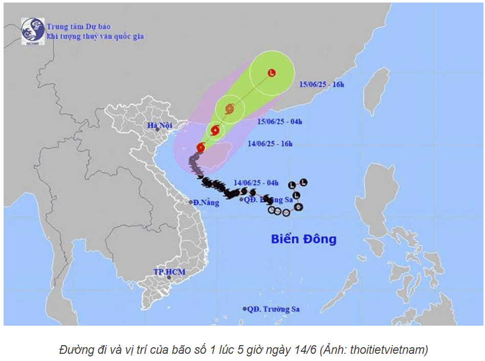 Cập nhật tình hình cơn bão số 1 ngày 14/6