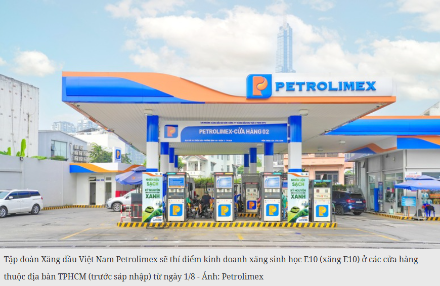 Thí điểm kinh doanh xăng sinh học E10 từ 1/8