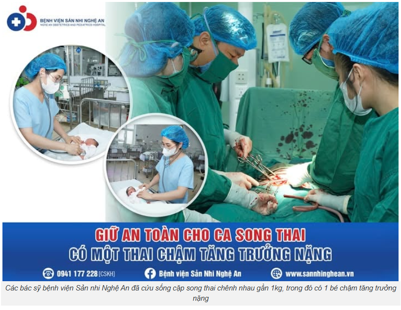 Bệnh viện Sản nhi Nghệ An cứu sống cặp song thai chênh nhau gần 1kg