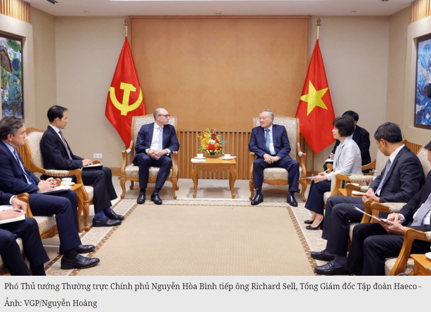 Phó Thủ tướng Thường trực Nguyễn Hòa Bình tiếp Tổng Giám đốc Tập đoàn Haeco