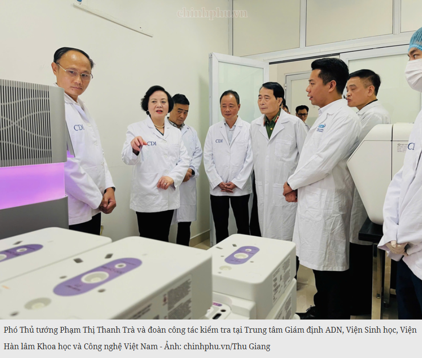 Phó Thủ tướng Phạm Thị Thanh Trà kiểm tra công tác giám định ADN, xác định danh tính hài cốt liệt sĩ