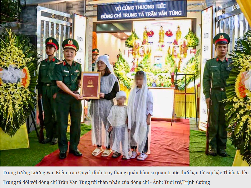 Truy thăng quân hàm Trung tá cho Thiếu tá Trần Văn Tùng hy sinh khi cứu người