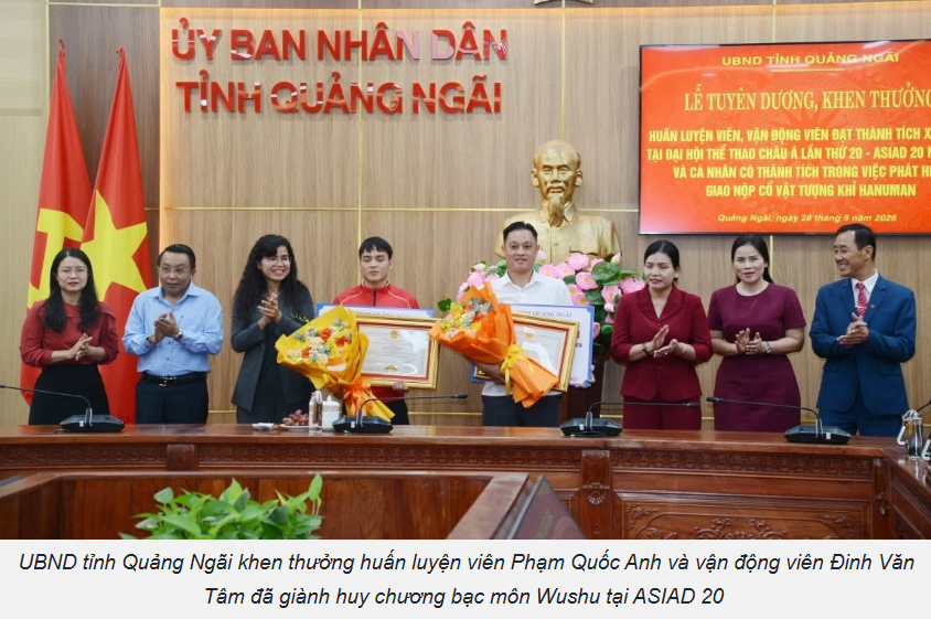 Quảng Ngãi tuyên dương võ sĩ Đinh Văn Tâm giành huy chương bạc ASIAD 20